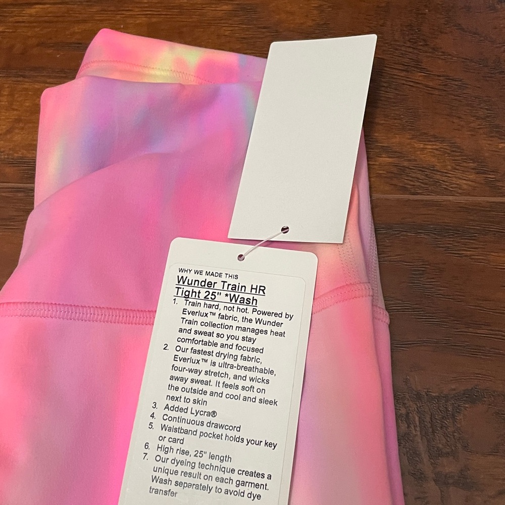NWT lululemon Wunder train HR tight 25” wash PSYM Psychedelic pink size 6 small - Picture 2 of 6
